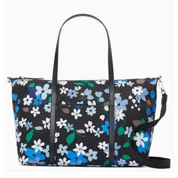kate spade Handbags - kate spade blue black floral bloom jae weekender bag purse travel carryon nwt